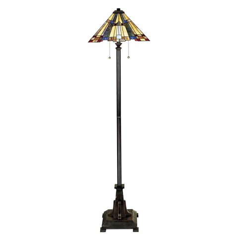 Klasyczna lampa podłogowa w stylu Tiffany z kolorowym kloszem Inglenook Promocja