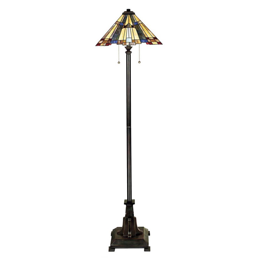 Klasyczna lampa podłogowa w stylu Tiffany z kolorowym kloszem Inglenook Promocja Klasyczna lampa podłogowa w stylu Tiffany z kolorowym kloszem Inglenook Promocja