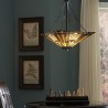 Klasyczna lampa wisząca w stylu Tiffany 3 żarówki klosz z kolorowego szkła Inglenook Katalog