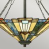 Klasyczna lampa wisząca w stylu Tiffany 3 żarówki klosz z kolorowego szkła Inglenook Sprzedaż