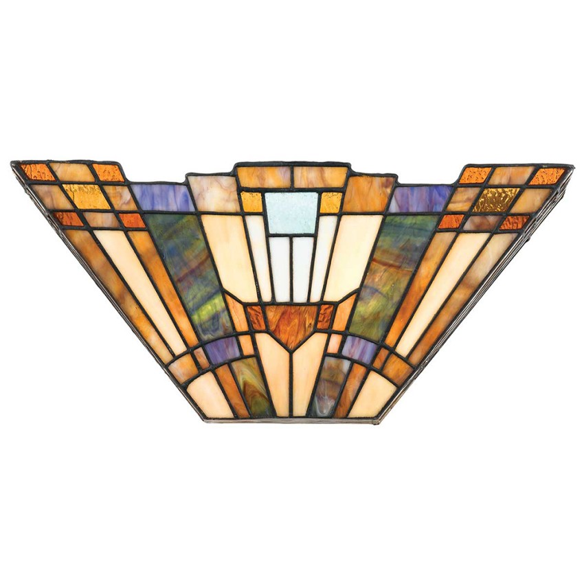 Lampa ścienna w stylu Tiffany kinkiet ze szkła 2 żarówki Inglenook Promocja Lampa ścienna w stylu Tiffany kinkiet ze szkła 2 żarówki Inglenook Promocja