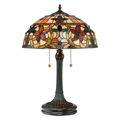 Lampa stołowa klasyczny styl Tiffany 2 światła biurko biuro Kami Promocja