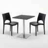 Czarny kwadratowy stolik 60x60 cm ze stalową podstawą i z 2 kolorowymi krzesłami Paris Pistachio Zakup