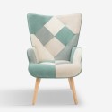 Fotel do salonu w stylu patchwork skandynawskim biało-niebieski Chapty Oferta