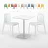 Biały kwadratowy stolik 60x60 cm z 2 kolorowymi krzesłami Gruvyer Lemon Sprzedaż