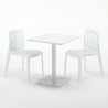 Biały kwadratowy stolik 60x60 cm z 2 kolorowymi krzesłami Gruvyer Lemon 