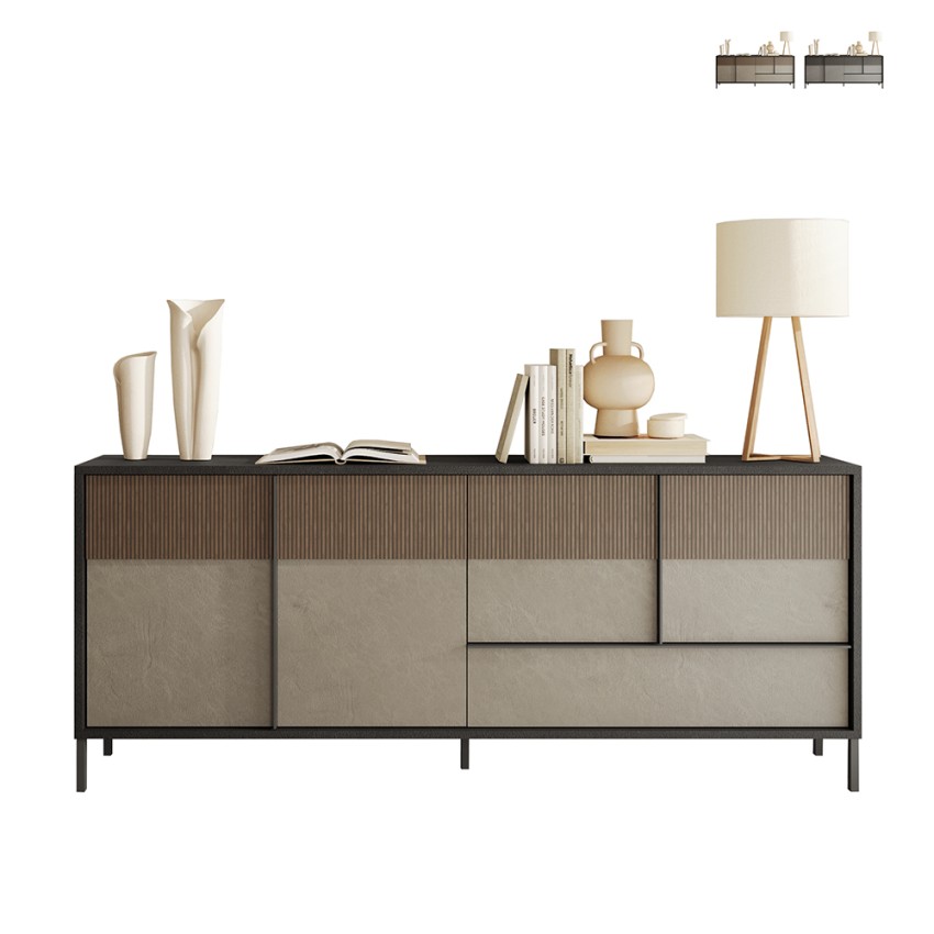 Nowoczesna komoda do salonu, drewno, 4 drzwi, 1 szuflada, 206x40x86cm Adhele Promocja Nowoczesna komoda do salonu, drewno, 4 drzwi, 1 szuflada, 206x40x86cm Adhele Promocja