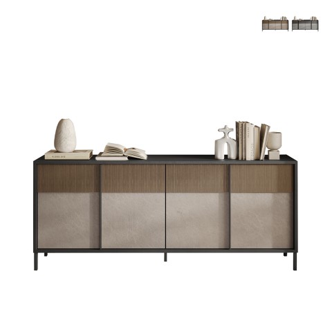 Nowoczesna komoda do salonu i kuchni 4-drzwiowa 206x40x86cm Solna Promocja