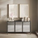 Nowoczesna drewniana komoda do salonu lub kuchni 156x40x86cm 3 drzwi Pitea Oferta