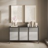 Nowoczesna drewniana komoda do salonu lub kuchni 156x40x86cm 3 drzwi Pitea Oferta