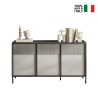Nowoczesna drewniana komoda do salonu lub kuchni 156x40x86cm 3 drzwi Pitea Rabaty