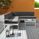 Salon ogrodowy zestaw sofa narożna + stolik szklany Jamila Oferta