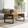 Niski stolik kawowy 100x60cm drewniany metalowy w stylu industrialnym Maupin Oferta