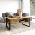 Niski stolik kawowy 100x60cm drewniany metalowy w stylu industrialnym Maupin Promocja