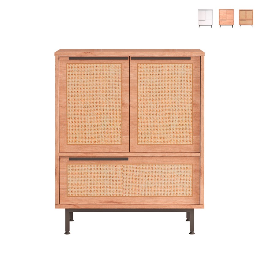 Mobilny wielofunkcyjny kredens na buty lub do kuchni 3-skrzydłowy z drewna 75x36x90cm Thaon Sprzedaż