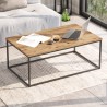 Stolik kawowy do salonu z drewna i metalu styl minimalistyczny przemysłowy 100x60cm Nael Sprzedaż