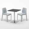 Czarny kwadratowy stolik 60x60 cm ze srebrna podstawa i z 2 krzesłami Ice Pistachio Koszt