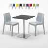 Czarny kwadratowy stolik 60x60 cm ze srebrna podstawa i z 2 krzesłami Ice Pistachio Sprzedaż