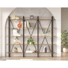 Regał na książki nowoczesny design metal drewno 220x34x180cm Batuan. Rabaty