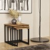 Zestaw 3 stolików kawowych w stylu przemysłowym drewno metal czarny Leron Oferta