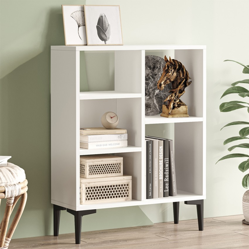 Niska biblioteczka w nowoczesnym stylu biała z 3 półkami 69x25x88cm Lydia. Promocja Niska biblioteczka w nowoczesnym stylu biała z 3 półkami 69x25x88cm Lydia. Promocja