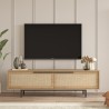 Komoda pod telewizor 160x36cm z drewna 2 drzwi efekt rattanu Bayeaux Oferta