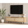 Komoda pod telewizor 160x36cm z drewna 2 drzwi efekt rattanu Bayeaux Sprzedaż