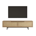 Komoda pod telewizor 160x36cm z drewna 2 drzwi efekt rattanu Bayeaux Sprzedaż