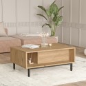 Stolik kawowy 90x60cm z drewna z efektem rattanu i półką Micheau. Oferta