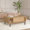Stolik kawowy 90x60cm z drewna z efektem rattanu i półką Micheau. Oferta