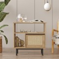 szafka do  salonu 60x26x60 cm z drewna 2 półki drzwiczki rattanowe Opoli Promocja