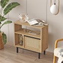 szafka do  salonu 60x26x60 cm z drewna 2 półki drzwiczki rattanowe Opoli Sprzedaż