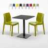 Czarny kwadratowy stolik kawowy 60x60 cm z 2 kolorowymi krzesłami Ice Licorice Promocja