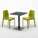 Czarny kwadratowy stolik kawowy 60x60 cm z 2 kolorowymi krzesłami Ice Licorice Środki