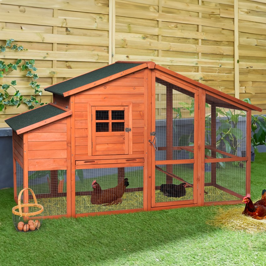 Kurnik dla kur z drewna prefabrykowanego do ogrodu 198x75x116 Ciky Promocja