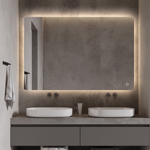 Nowoczesne lustro łazienkowe LED podświetlane 75x100cm Strokkur XL Promocja