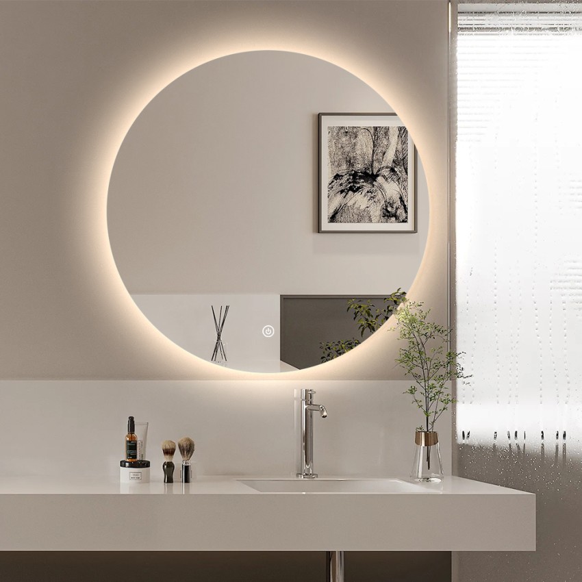 Lustro z oświetleniem LED do łazienki okrągłe 60cm podświetlane z tyłu Rotorua M Promocja Lustro z oświetleniem LED do łazienki okrągłe 60cm podświetlane z tyłu Rotorua M Promocja