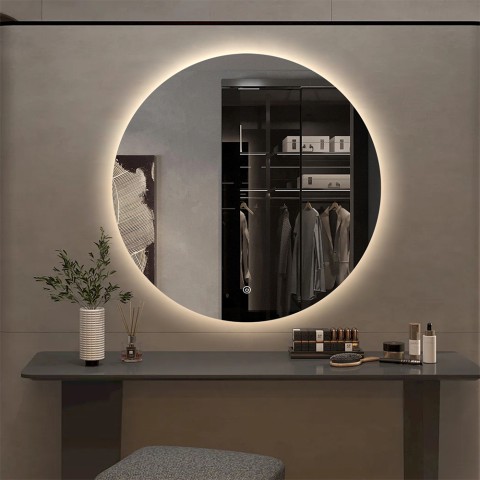 Lustro łazienkowe okrągłe 70cm design oświetlenie LED Rotorua L Promocja