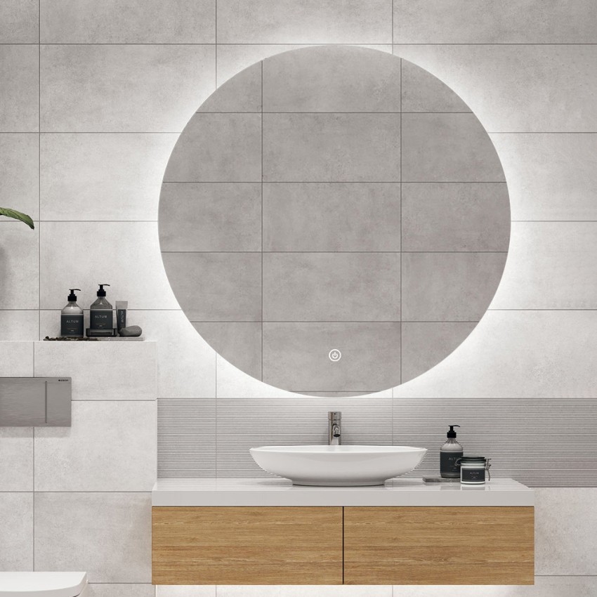 Lustro do łazienki okrągłe z oświetleniem LED 80cm podświetlenie tylne Rotorua XL Promocja Lustro do łazienki okrągłe z oświetleniem LED 80cm podświetlenie tylne Rotorua XL Promocja