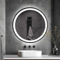 Lustro łazienkowe z podświetleniem LED, okrągłe 60cm, czarne obramowanie Smidmur M Promocja