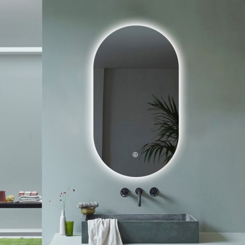 Nowoczesne lustro łazienkowe podświetlane owalne 50x80cm z oświetleniem LED Konughs M Promocja