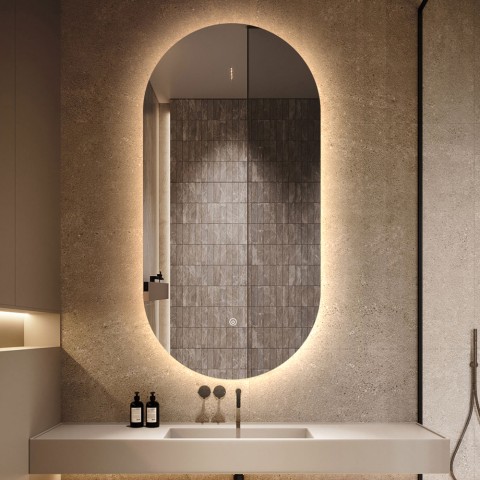 Owalne lustro łazienkowe led 50x100cm oświetlenie w stylu retro Konughs L Promocja