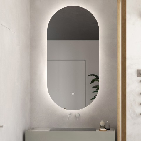 Lustro owalne do łazienki z podświetleniem LED 60x100cm nowoczesne Konughs XL Promocja