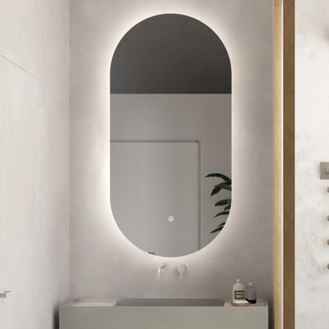 Owalne lustro łazienkowe podświetlane LED 60x100cm nowoczesne Konughs XL Promocja