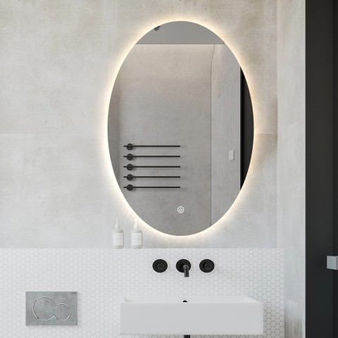 Nowoczesne owalne lustro łazienkowe LED 50x70cm podświetlane Sodin M Promocja