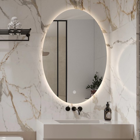 Ovalne lustro łazienkowe 60x80cm z podświetleniem led Sodin L Promocja
