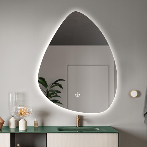 Lustro łazienkowe podświetlane LED design kropli 70x90cm Vmidur XL Promocja