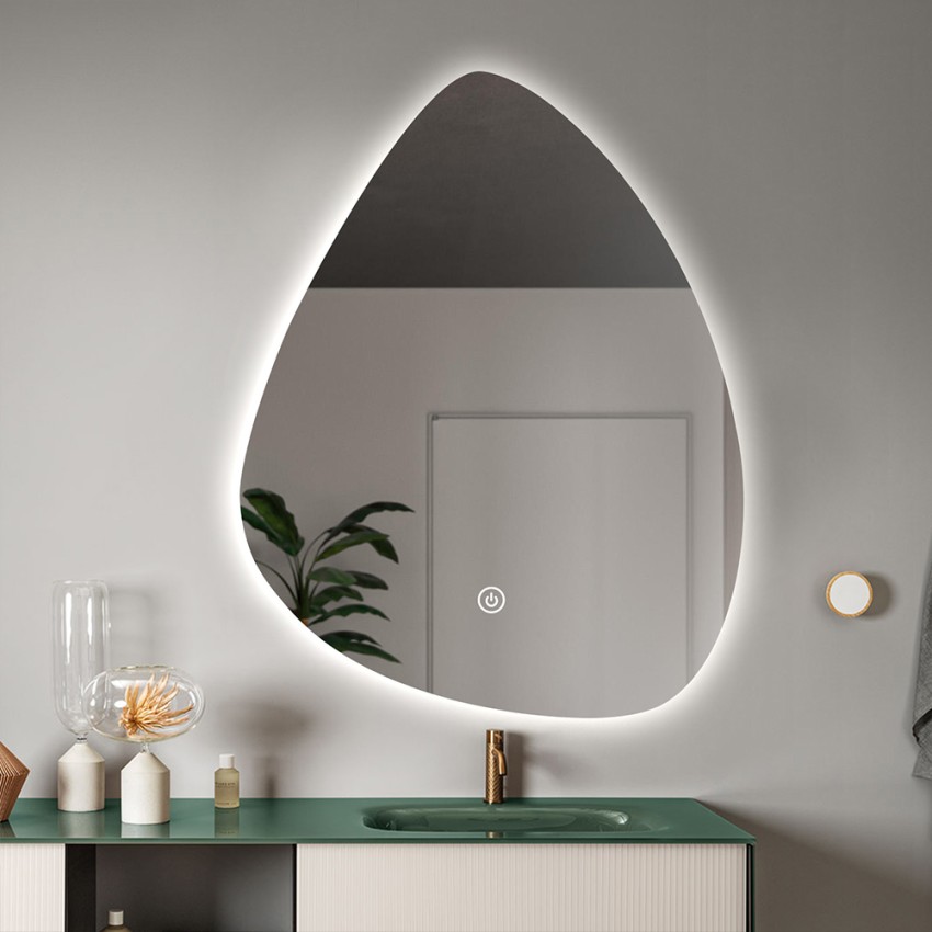 Lustro łazienkowe podświetlane LED design kropli 70x90cm Vmidur XL Promocja