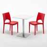 Biały kwadratowy stolik 60x60 cm z 2 kolorowymi krzesłami Paris Hazelnut Model