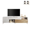 Biała szafka RTV Clere, nowoczesny design, drewniana z 2 drzwiczkami i szufladą, 241x42x67 cm Promocja